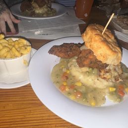 Chicken pot pie and mac n cheese