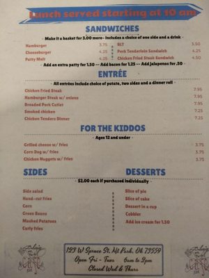 Menu photo 3 Finley's Mt Park Cafe Mountain Park, OK Menu photo 3 Finley's Mt Park Cafe Mountain Park, OK