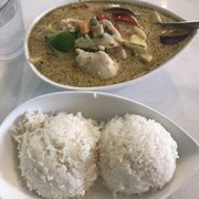 Photo of LannBoon Asia Cafe - San Diego, CA, United States. Delicious Chicken green curry spicy level at 6 is pretty spicy and a lot of rice! Yumyum