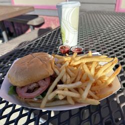 Wild Bill's Hamburgers & Ice Cream - Bacon cheeseburger with fries
