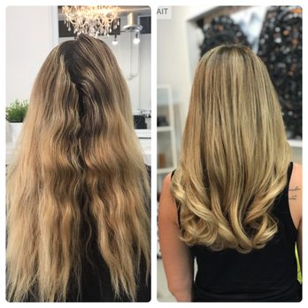 Hennah International Salon - Second visit after 3 month. First visit. She fixed my hair. Half highlights, glaze and olaplex treatment - Hair Salons Near Me - Miami Beach, Florida