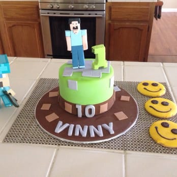 Fantasy Cakes - Vinny's 10th birthday cake! Minecraft :-) and his favorite Happy Face Cookies! - Desserts Near Me - Vacaville, California Fantasy Cakes - Vinny's 10th birthday cake! Minecraft :-) and his favorite Happy Face Cookies! - Desserts Near Me - Vacaville, California