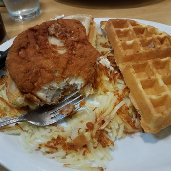 Sammy's Stackhouse - Chicken Waffle Sandwich!  It was delicious!  It actually looks like a sandwich when it arrived, but had to take it apart to eat it! - American Near Me - Orange, California
