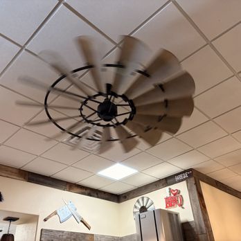 Smokin J’s Barbecue - Very cool looking weather vane ceiling fan. - Burgers Near Me - Beatty, Nevada