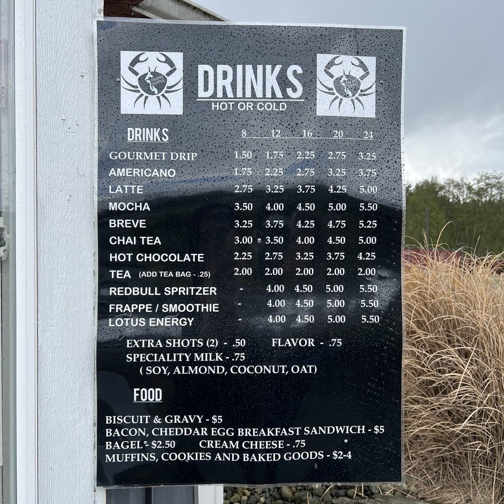 Crabby Coffee - Menu - Coffee & Tea Near Me - Freeland, Washington