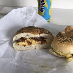 2 Eggs on a bun with Bacon and Cheese 2 Eggs on a bun with Bacon and Cheese