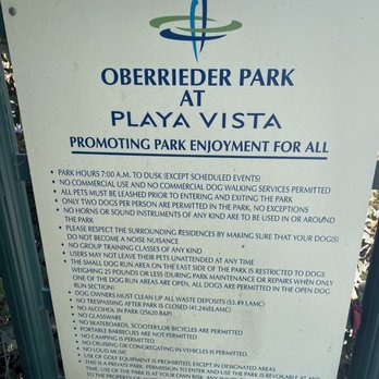 Oberrieder Dog Park - Sign at entrance - Dog Parks Near Me - Playa Vista, California Oberrieder Dog Park - Sign at entrance - Dog Parks Near Me - Playa Vista, California