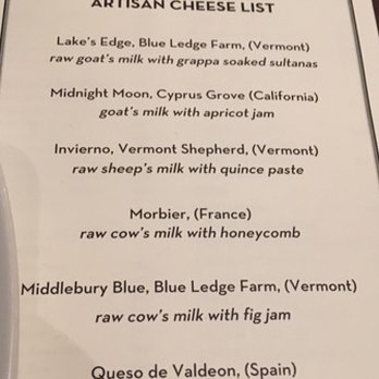 Clink - Description of the 6 cheeses and pairings - New American Near Me - Boston, Massachusetts Clink - Description of the 6 cheeses and pairings - New American Near Me - Boston, Massachusetts