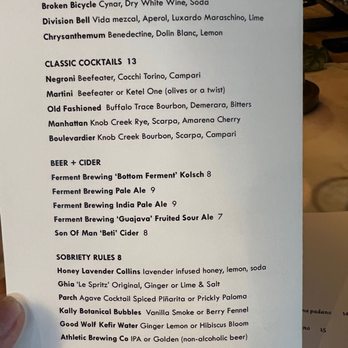 Dame - Cocktail menu - Wine Bars Near Me - Portland, Oregon