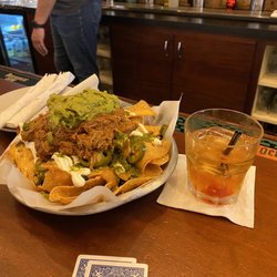 Ruby Owl - Nachos Verde and a Brandy Old Fashioned.