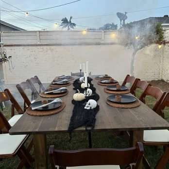 Al's Party Rentals - Wooden table & resin chairs - Party & Event Planning Near Me - Paramount, California Al's Party Rentals - Wooden table & resin chairs - Party & Event Planning Near Me - Paramount, California