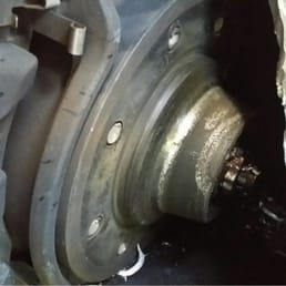 Passenger side front rotor after Wheel Country Tire Work. Passenger side front rotor after Wheel Country Tire Work.