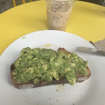 Huckleberry Roasters - Lemon zatar avo toast and sweet potato spiced latte - Coffee Roasteries Near Me - Denver, Colorado