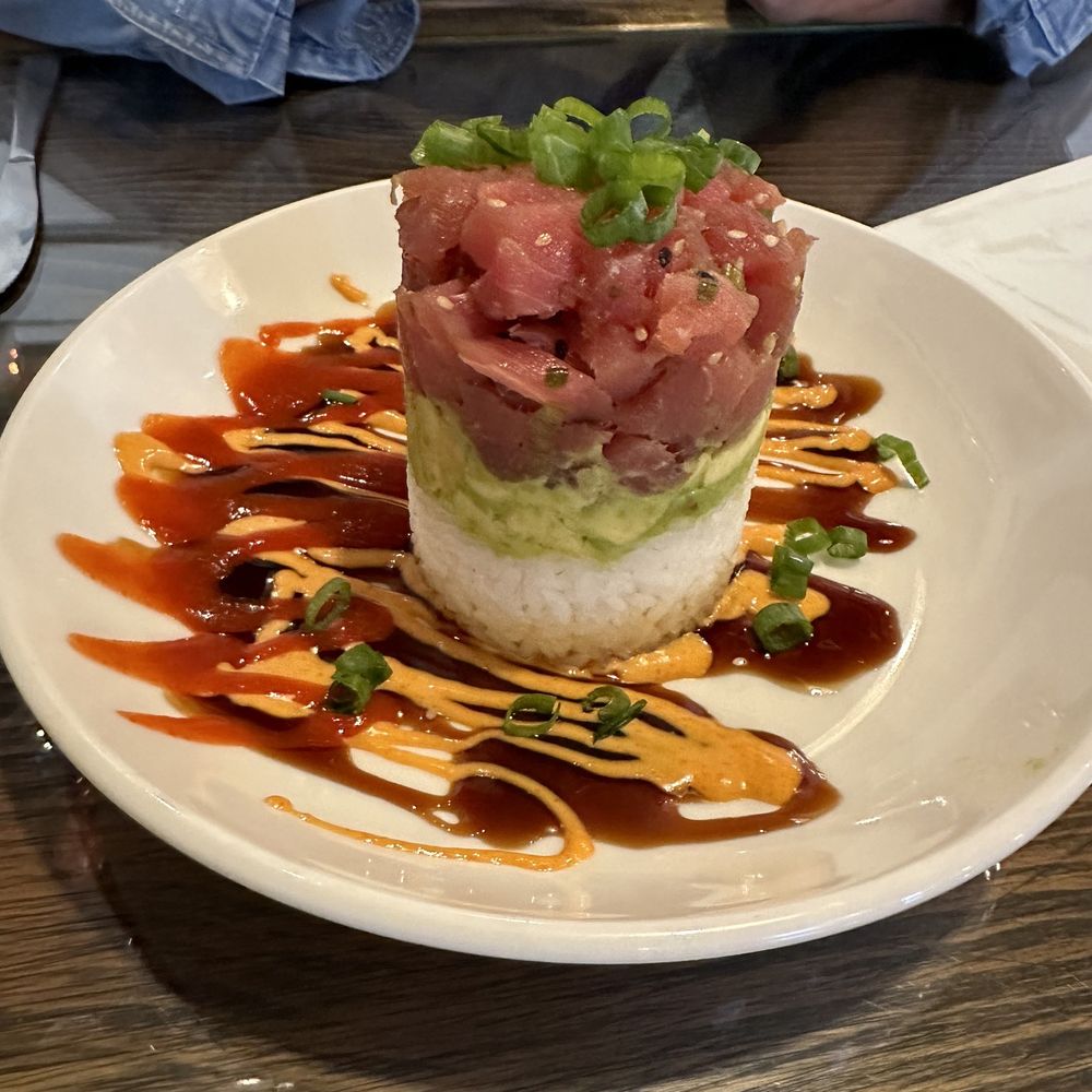 Neptunes Taphouse and Eatery - Poke tower (wonton chops on the side). - American Near Me - Livingston, Montana Neptunes Taphouse and Eatery - Poke tower (wonton chops on the side). - American Near Me - Livingston, Montana