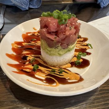 Neptunes Taphouse and Eatery - Poke tower (wonton chops on the side). - American Near Me - Livingston, Montana Neptunes Taphouse and Eatery - Poke tower (wonton chops on the side). - American Near Me - Livingston, Montana