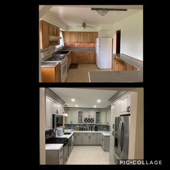 Green Home Services - Our outdated kitchen compared to our newly remodeled kitchen. Thank you! - General Contractors Near Me