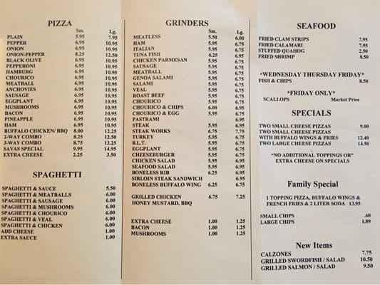 Menu photo 2 Savas Pizza Somerset, MA Menu photo 2 Savas Pizza Somerset, MA