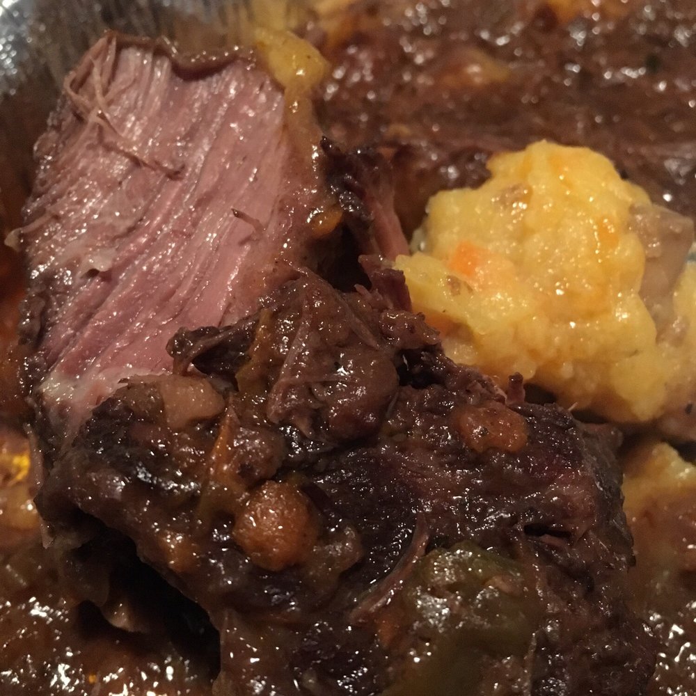 Ryan's BBQ - Wine braised beef with mashed root veggies. A close up so you can see the goodness. - Barbeque Near Me - Lyndhurst, New Jersey Ryan's BBQ - Wine braised beef with mashed root veggies. A close up so you can see the goodness. - Barbeque Near Me - Lyndhurst, New Jersey