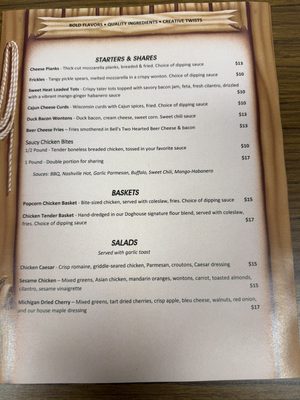 Menu photo 2 Douglass House Saloon Houghton, MI