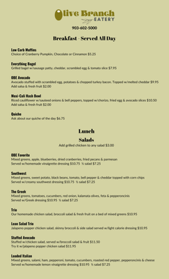 Menu photo 1 Olive Branch Eatery Corsicana, TX