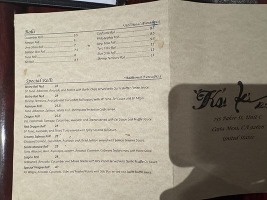 Menu photo 8 K’s Bistro Costa Mesa, CA Menu photo 8 K’s Bistro Costa Mesa, CA