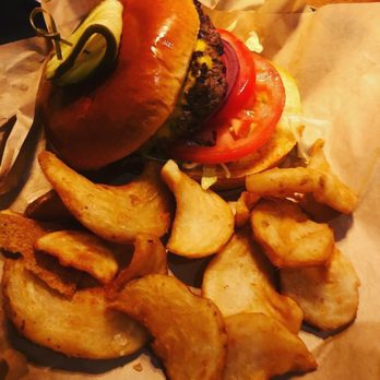 Cin Cin Burger BAR - Cheese Burger and Fries (I forgot the official name but it's the first burger on the specialty burger menu) - Burgers Near Me - Winston-Salem, North Carolina