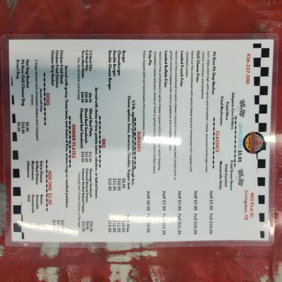 Menu photo 1 Pit Row Pit Stop Livingston, TX