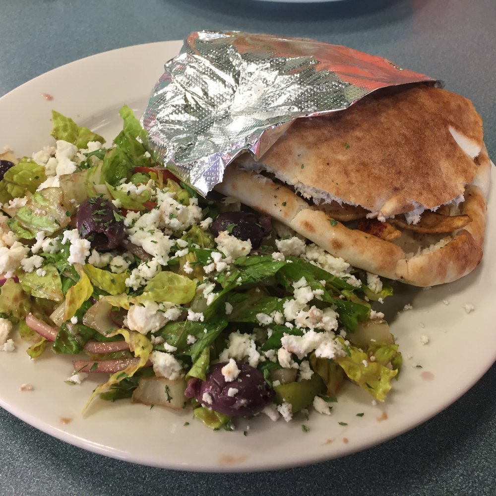Bateeni Mediterranean Grill - Pita Shawarma with salad instead of fries - Mediterranean Near Me - Greenville, North Carolina