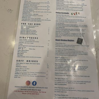 Havana Cafe - Menu page 2 - Cuban Near Me - Dallas, Texas