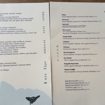 Manta - Menu - Mexican Near Me - Cabo San Lucas, BCS