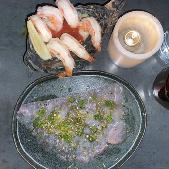 Equal Parts - I think this is tuna carpaccio and shrimp cocktail - New American Near Me - San Francisco, California