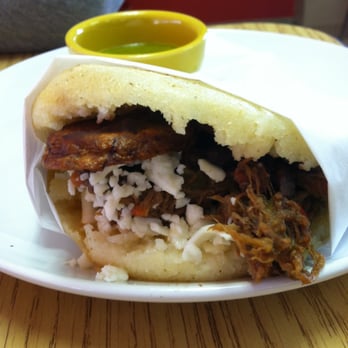 La Taguara - Shredded beef + plantain arepa. - Venezuelan Near Me - Madison, Wisconsin La Taguara - Shredded beef + plantain arepa. - Venezuelan Near Me - Madison, Wisconsin