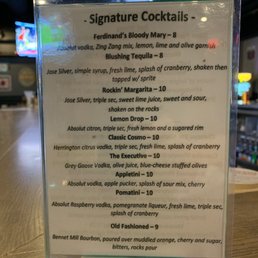 Cocktail menu Cocktail menu