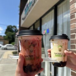 Strawberry milk tea and mango milk tea