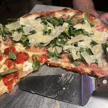 Campania Coal Fired Pizza - 1/2 Melanzane Pizza and 1/2 Torino Pizza - Bars Near Me - Staten Island, New York