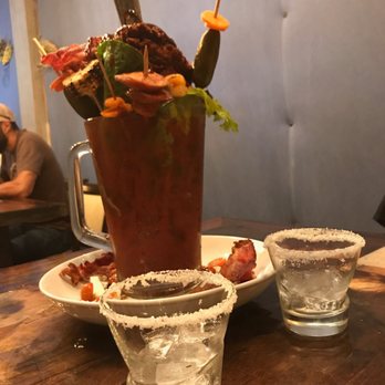 Farmer's Table - The Barn Yard Bloody Mary. Not a gimmick. A pitcher of amazing Bloody Mary and a meal on top. - New American Near Me - La Mesa, California Farmer's Table - The Barn Yard Bloody Mary. Not a gimmick. A pitcher of amazing Bloody Mary and a meal on top. - New American Near Me - La Mesa, California