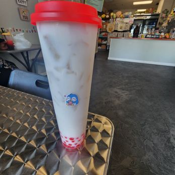 Bee’s Boba - Weird angle but this is super good. Coconut with bursting strawberry boba. - Bubble Tea Near Me - Clearwater, Florida