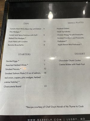 Menu photo 1 Barrel 9 Lusby, MD Menu photo 1 Barrel 9 Lusby, MD