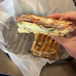 DiTullio's Italian Market & Cafe - Veggie Panini (added prosciutto)