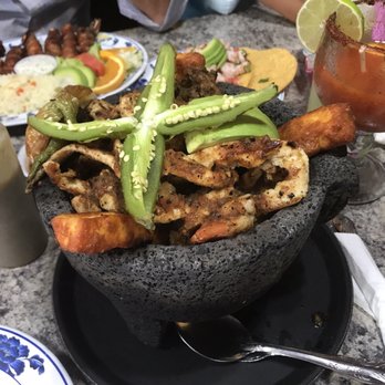 Mendoza's Restaurant - Molcajete chicken, shrimp, beef, chorizo, fried cheese. Enough for 3-4 people. - Mexican Near Me - San Jose, California Mendoza's Restaurant - Molcajete chicken, shrimp, beef, chorizo, fried cheese. Enough for 3-4 people. - Mexican Near Me - San Jose, California