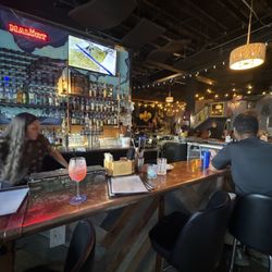 The Side Bar - My peach strawberry sangria and the bar vibes