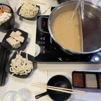 Azure Hot Pot - Miso & sukiyaki broth, udon, beef chuck, tofu, veggies, dipping sauce - Buffets Near Me - Berkeley, California Azure Hot Pot - Miso & sukiyaki broth, udon, beef chuck, tofu, veggies, dipping sauce - Buffets Near Me - Berkeley, California