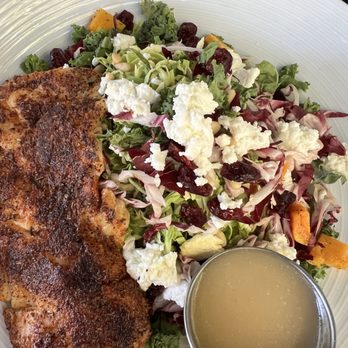 Hogfish Harry's Restaurant + Bar - Kale salad with fish, blackened - Seafood Near Me - Naples, Florida Hogfish Harry's Restaurant + Bar - Kale salad with fish, blackened - Seafood Near Me - Naples, Florida