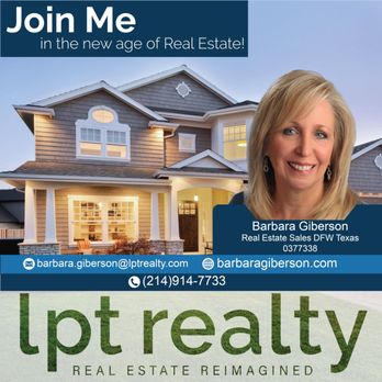 Barbara Giberson - lpt Realty provides the highest level of tools for the agents to better serve their clients ALL for FREE or low cost! - Real Estate Agents Near Me - Dallas, Texas Barbara Giberson - lpt Realty provides the highest level of tools for the agents to better serve their clients ALL for FREE or low cost! - Real Estate Agents Near Me - Dallas, Texas
