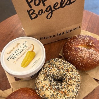PopUp Bagels - PEPERONCINI SCHMEAR X @Graydon Cutler, salt bagel , everything bagel, plain bagel - Bagels Near Me - New York, New York PopUp Bagels - PEPERONCINI SCHMEAR X @Graydon Cutler, salt bagel , everything bagel, plain bagel - Bagels Near Me - New York, New York
