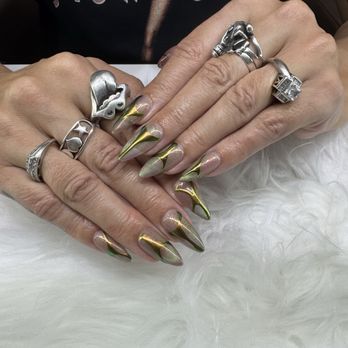 Zen Nail Lounge - My current set - accessorized cat eye medium almond Gel-X - Nail Salons Near Me - Montebello, California Zen Nail Lounge - My current set - accessorized cat eye medium almond Gel-X - Nail Salons Near Me - Montebello, California