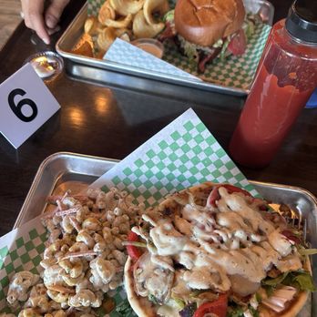 That Guy's Bistro - Burger with fries and filly with macaroni salad - Sandwiches Near Me - Bend, Oregon That Guy's Bistro - Burger with fries and filly with macaroni salad - Sandwiches Near Me - Bend, Oregon