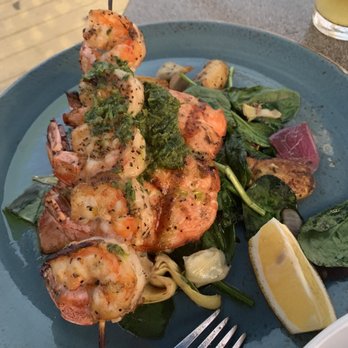Parkers' Lighthouse - Salmon with side of shrimp - Seafood Near Me - Long Beach, California Parkers' Lighthouse - Salmon with side of shrimp - Seafood Near Me - Long Beach, California