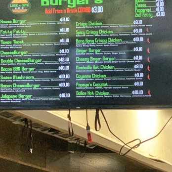 Lime n Dime - Main menu - half burgers, half chicken sandwiches - Halal Near Me - Plano, Texas