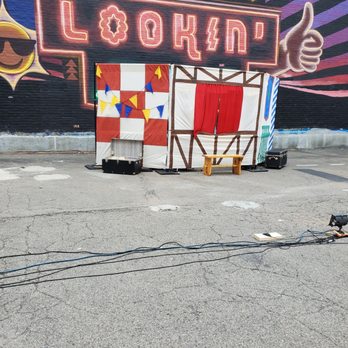 Know Theatre of Cincinnati - Parking lot set up for All's Faire, the play they put on outdoors in end of summer 2021 - Performing Arts Near Me - Cincinnati, Ohio Know Theatre of Cincinnati - Parking lot set up for All's Faire, the play they put on outdoors in end of summer 2021 - Performing Arts Near Me - Cincinnati, Ohio